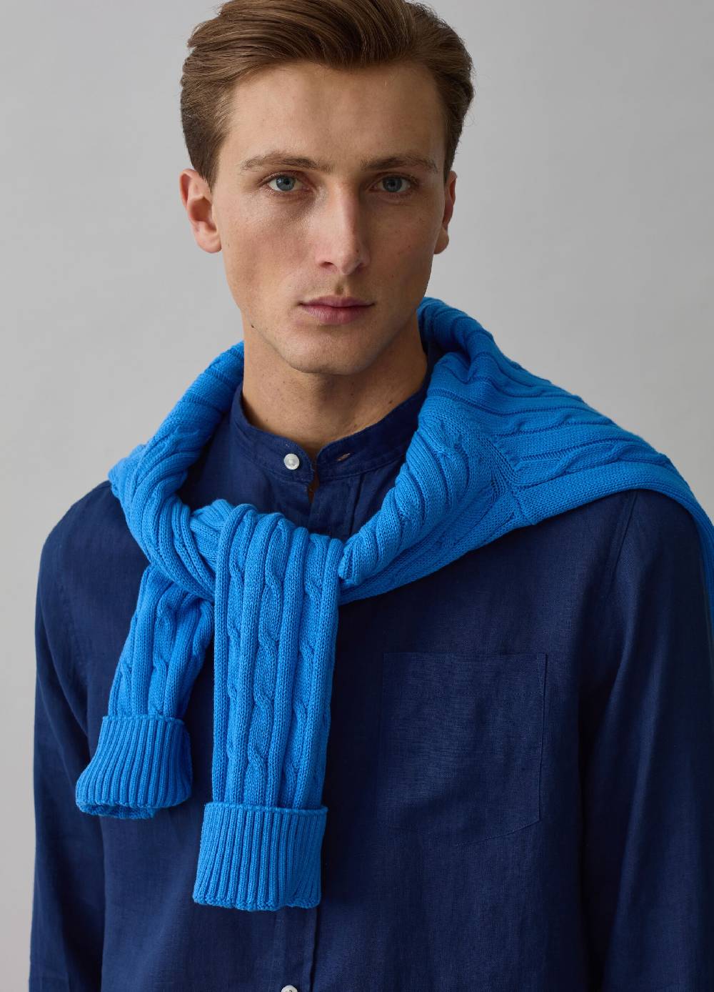 Ovs Camicia Regular Fit In Lino Collo Alla Coreana