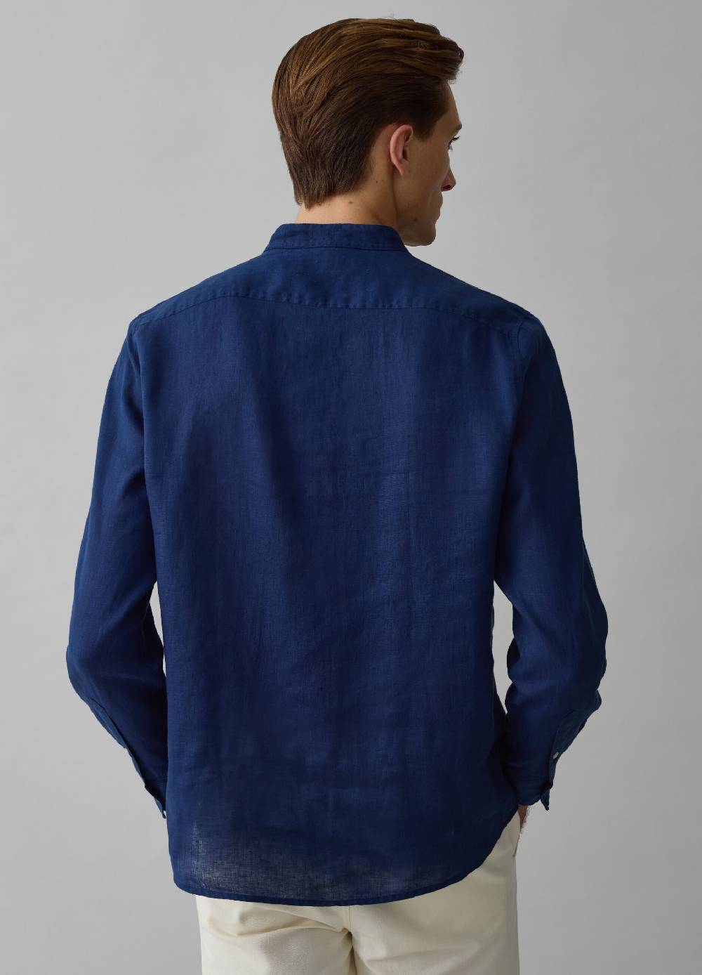 Ovs Camicia Regular Fit In Lino Collo Alla Coreana