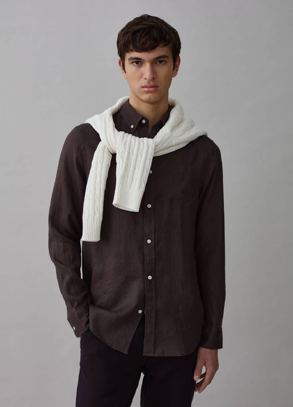 Ovs Camicia Regular Fit In Lino Con Tasca