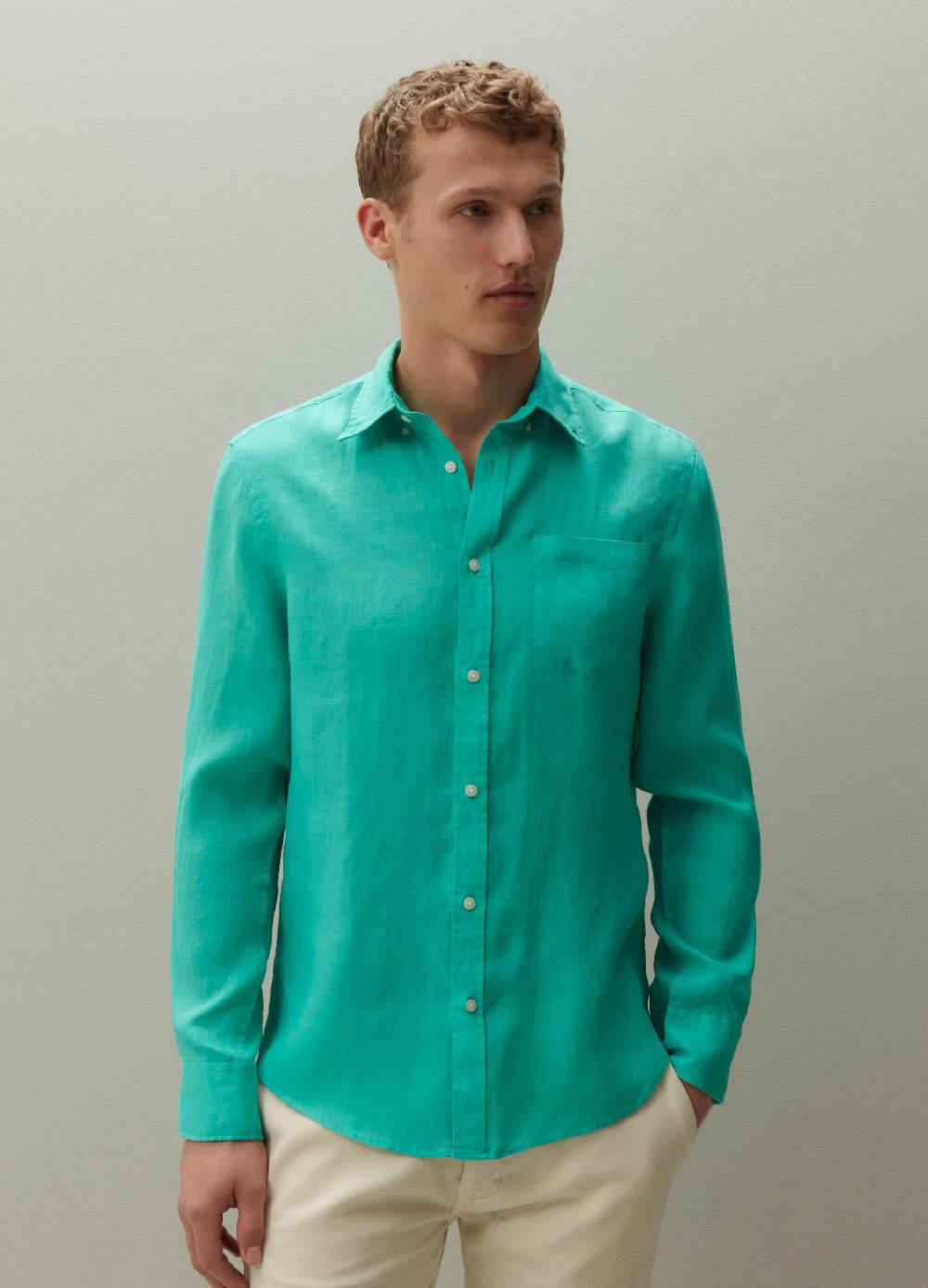 Ovs Camicia Regular Fit In Lino Con Tasca