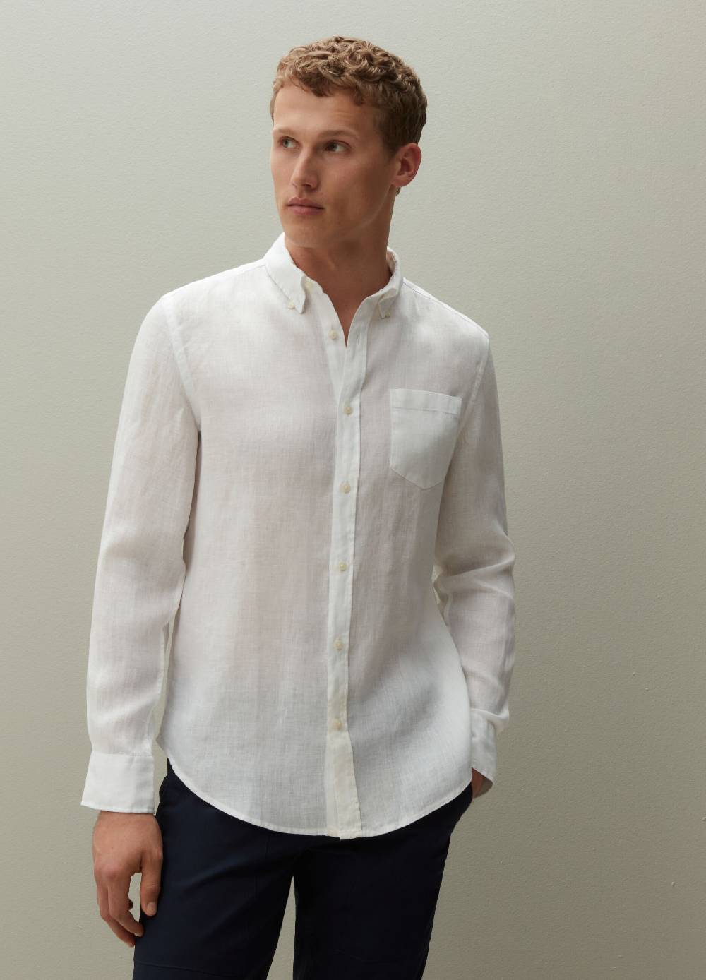 Ovs Camicia Regular Fit In Lino Con Tasca