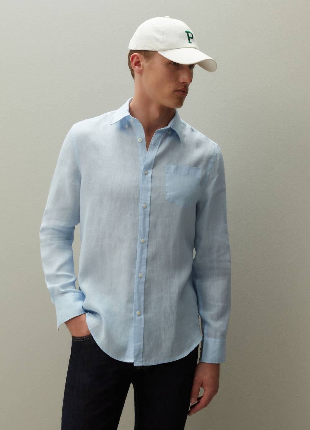 Ovs Camicia Regular Fit In Lino Con Tasca