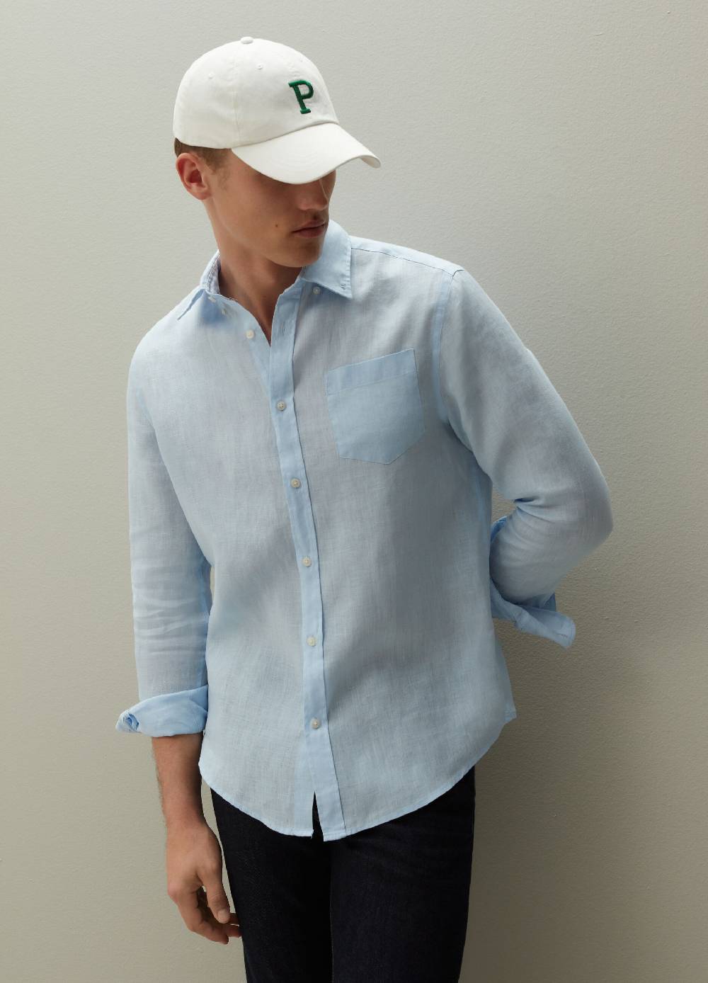 Ovs Camicia regular fit in lino con tasca