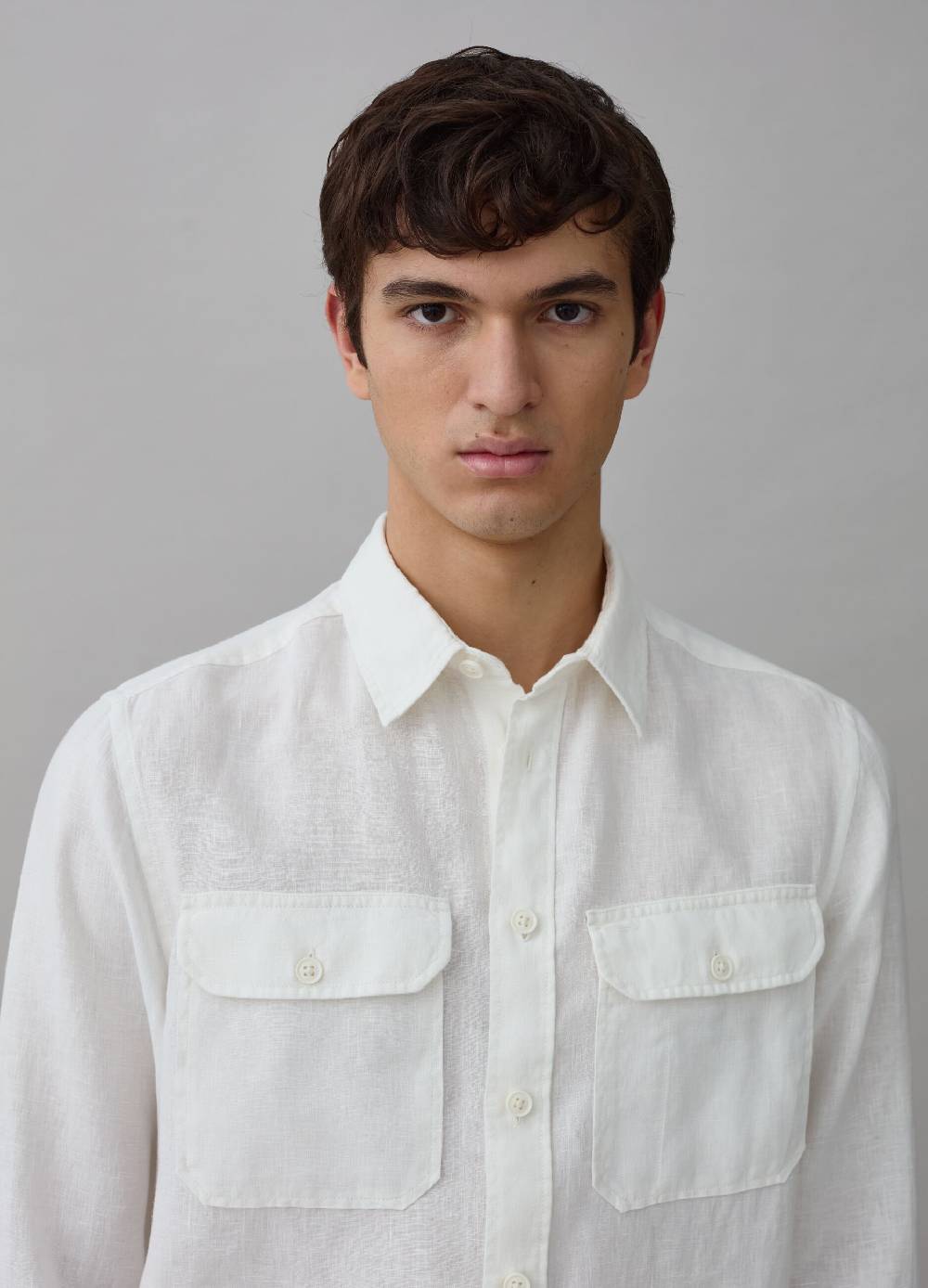 Ovs Camicia Regular Fit In Lino Con Tasche