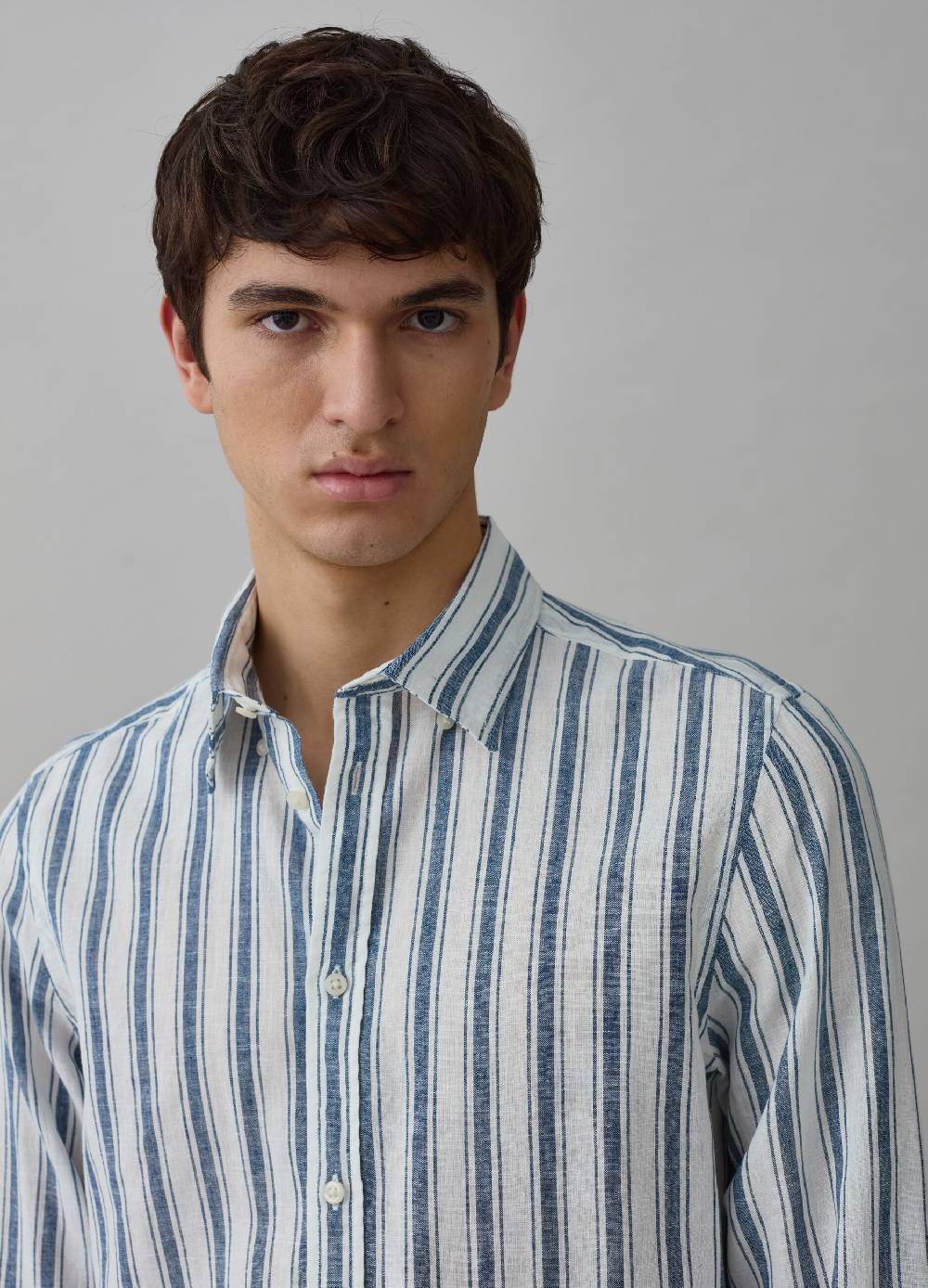 Ovs Camicia Regular Fit In Lino E Cotone A Righe