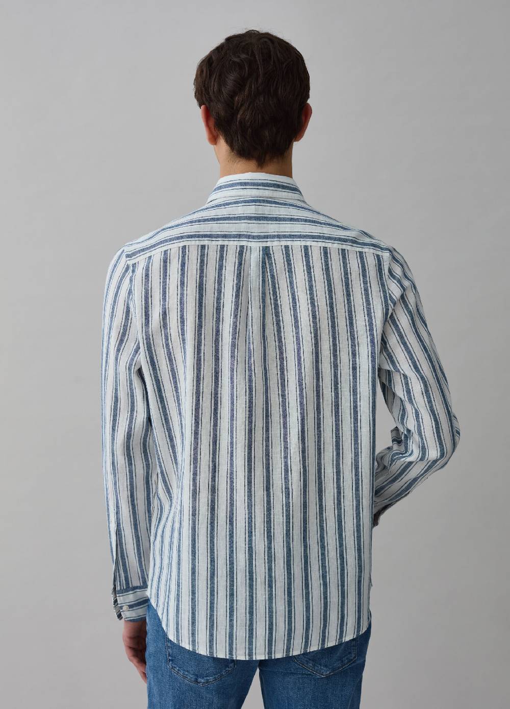 Ovs Camicia Regular Fit In Lino E Cotone A Righe