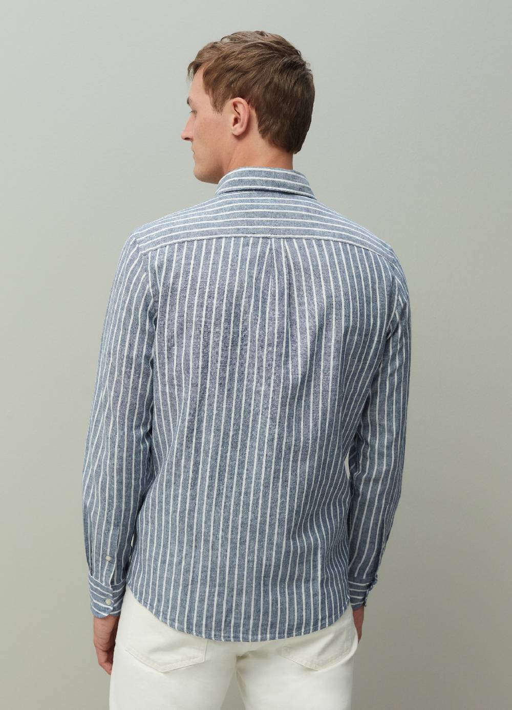 Ovs Camicia Regular Fit In Lino E Cotone A Righe