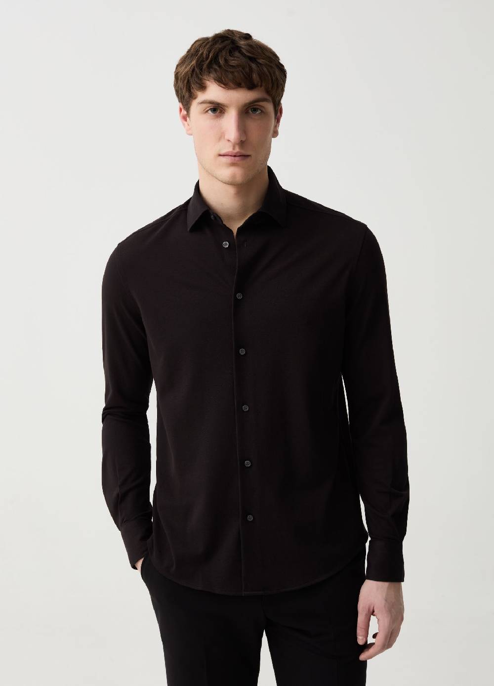 Ovs Camicia regular fit in maglia tinta unita