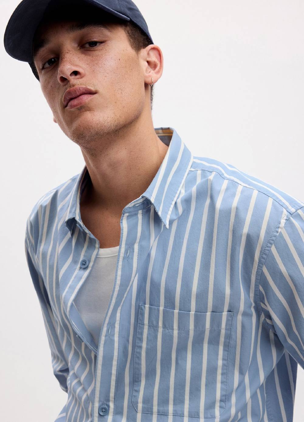 Ovs Camicia Regular Fit In Twill A Righe Con Tasca