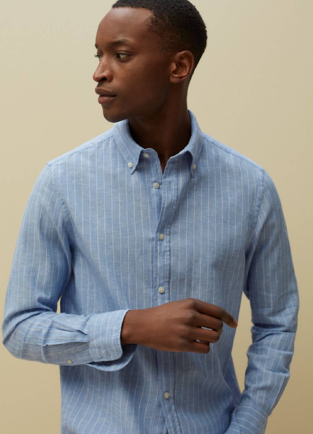 Ovs Camicia Regular Fit Lino E Cotone A Righe