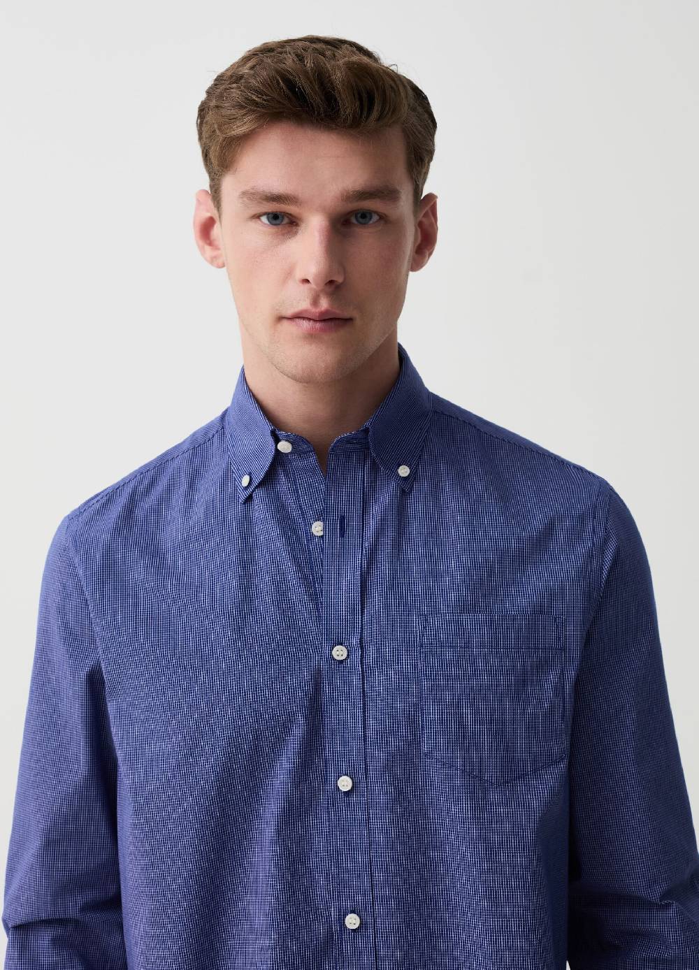 Ovs Camicia Regular Fit Micro Quadri Con Tasca