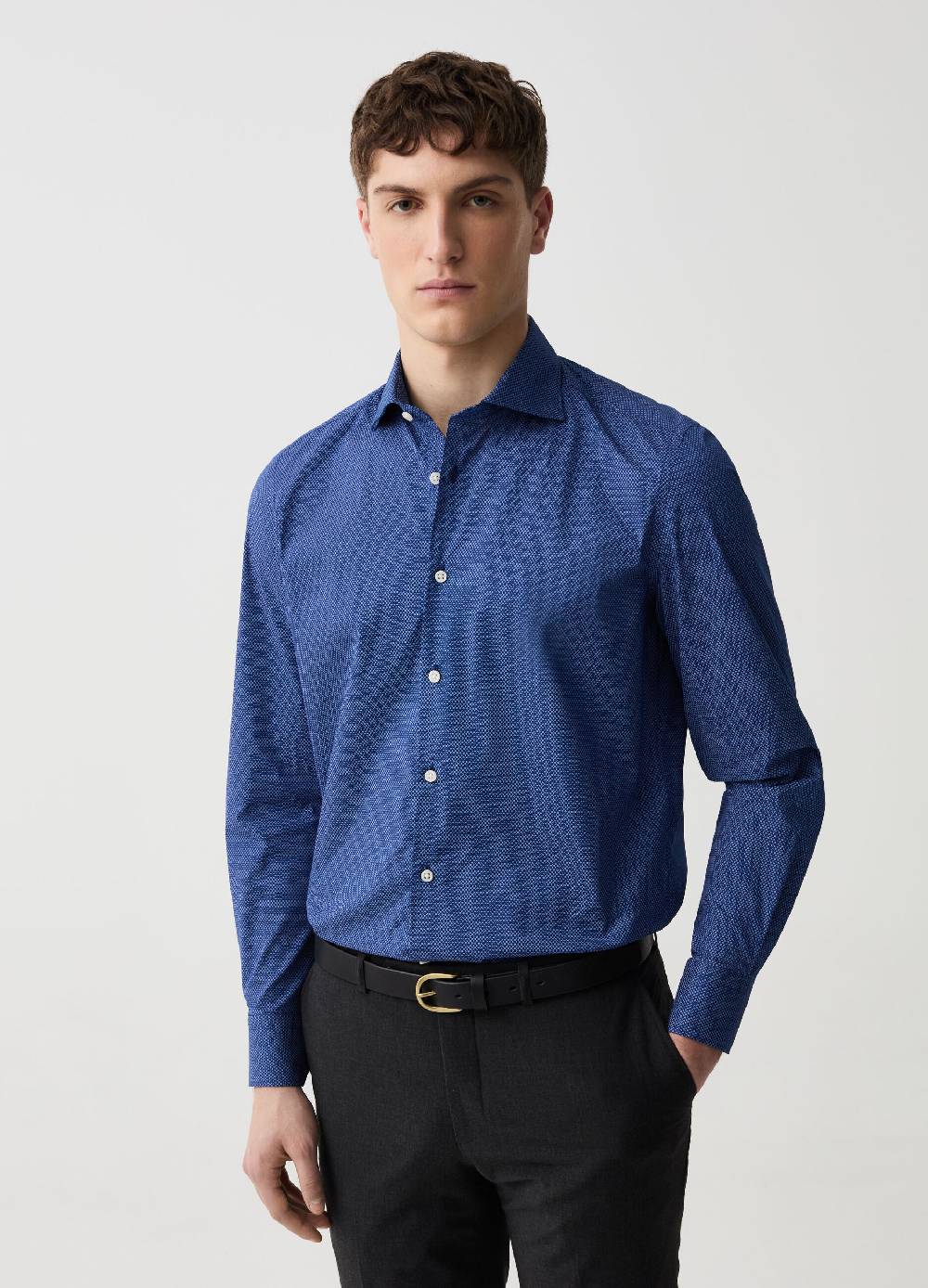 Ovs Camicia Slim Fit Con Micro Fantasia