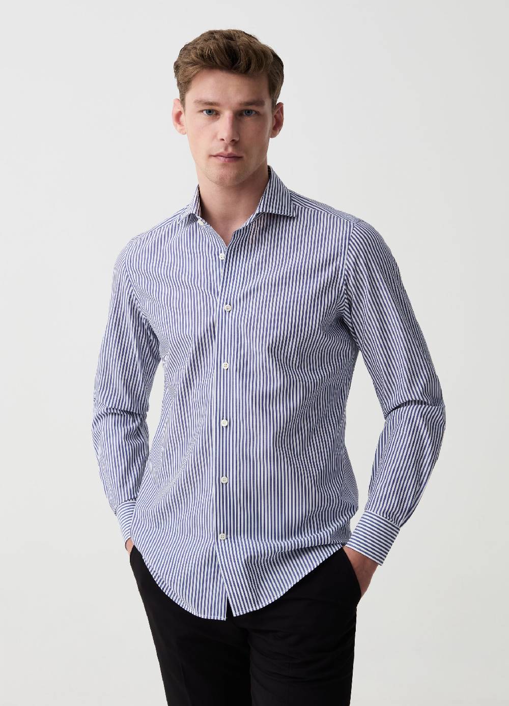 Ovs Camicia Slim Fit Easy Iron A Righe