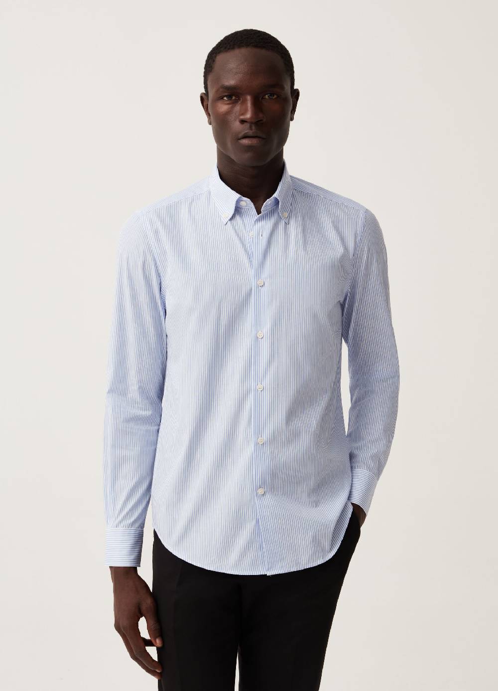 Ovs Camicia Slim Fit Easy Iron A Righe Sottili