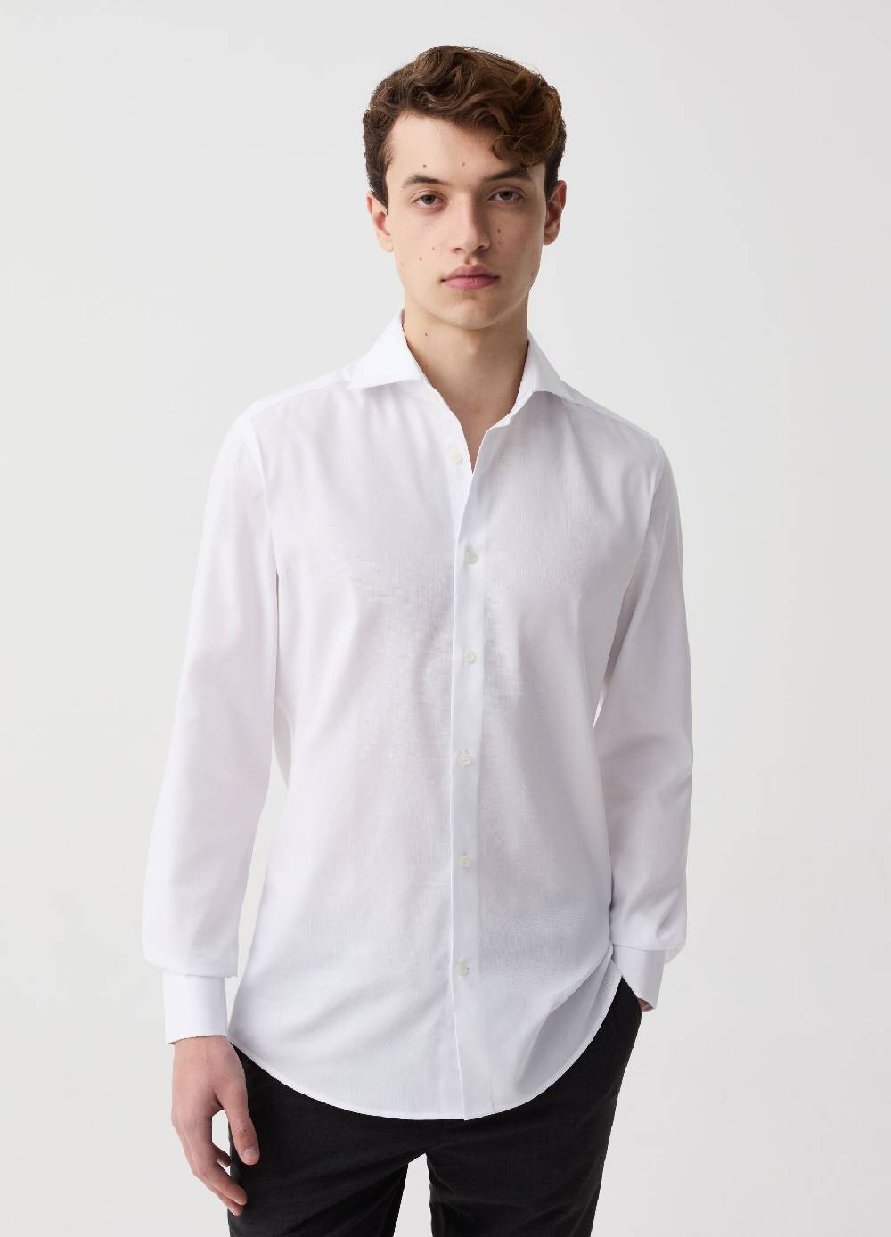 Ovs Camicia Slim Fit Easy Iron Tinta Unita