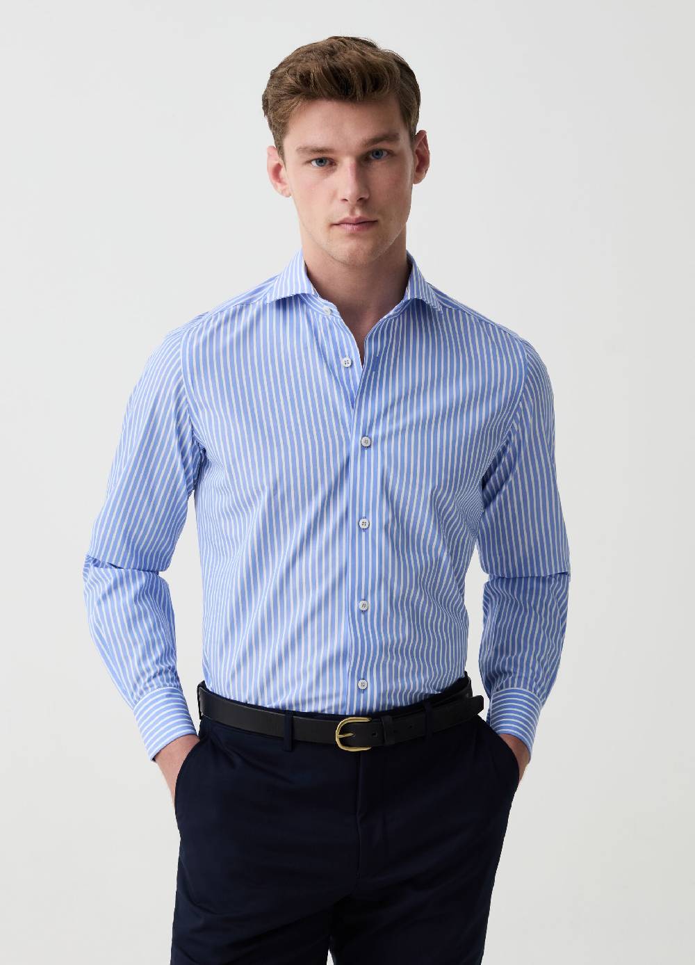 Ovs Camicia Slim Fit In Cotone Easy Iron A Righe