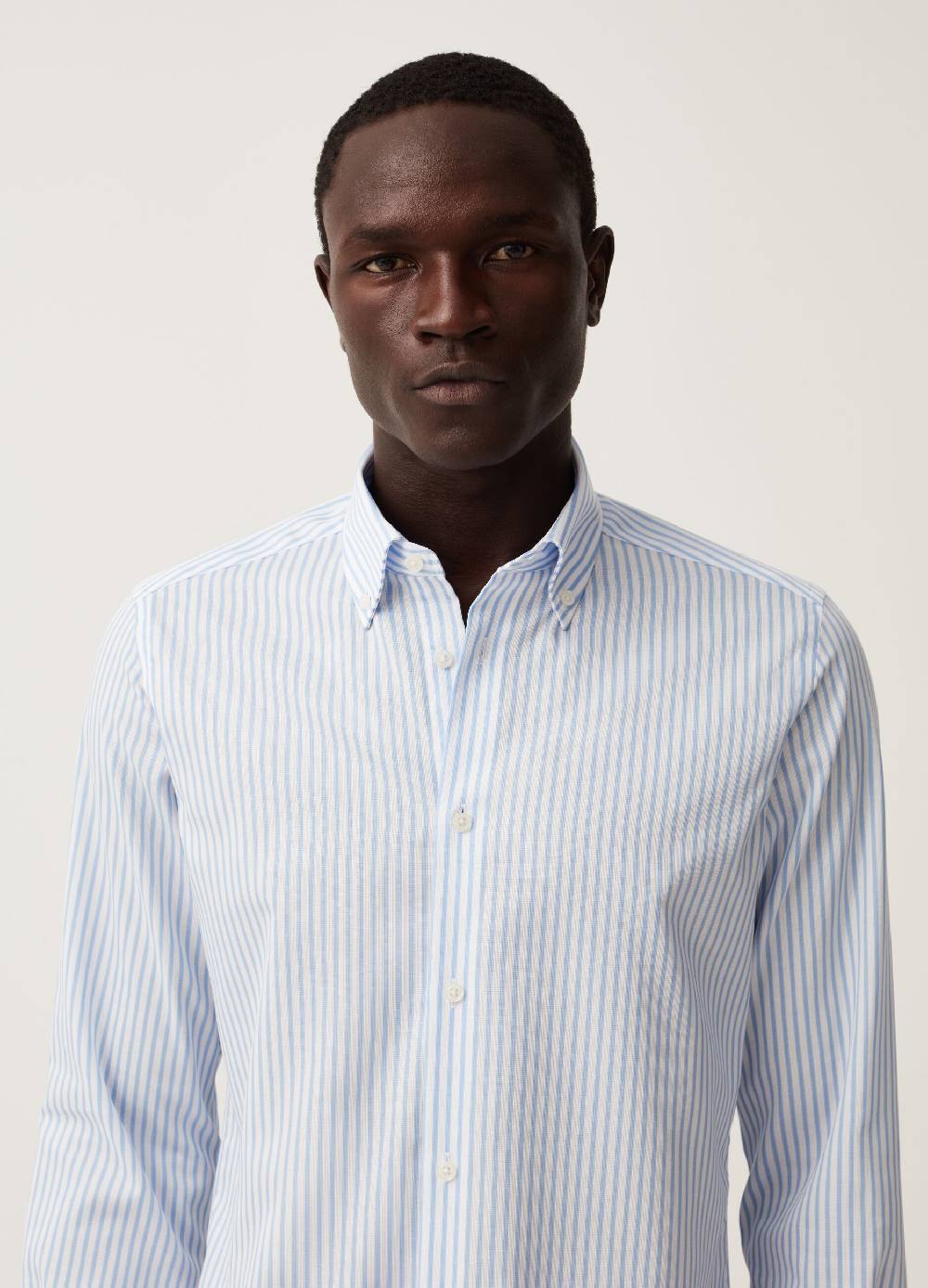 Ovs Camicia Slim Fit In Cotone No Stiro A Righe