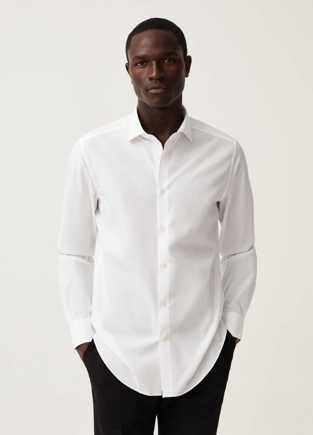 Ovs Camicia slim fit no stiro tinta unita