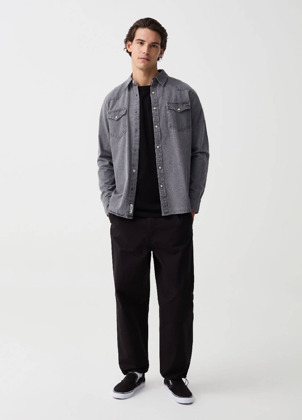 Ovs Camicia western in denim con bottoni perlati