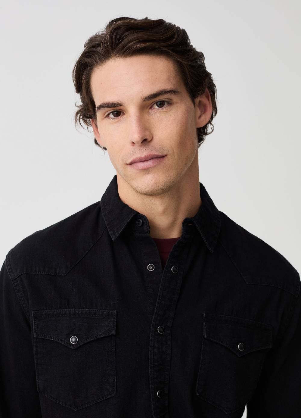 Ovs Camicia Western In Denim Rinsed