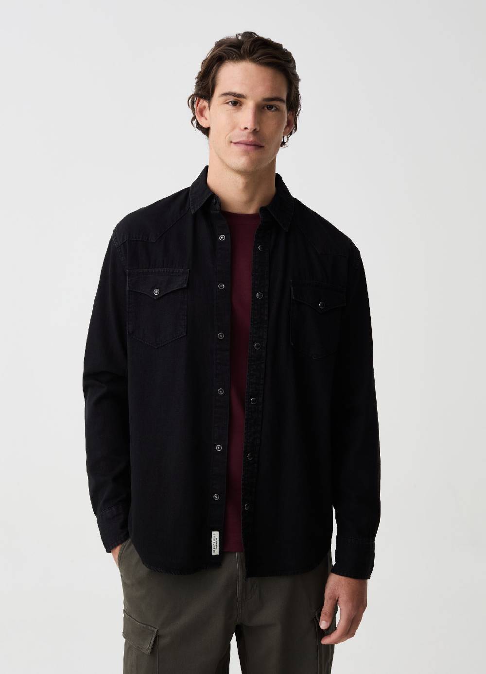Ovs Camicia western in denim rinsed
