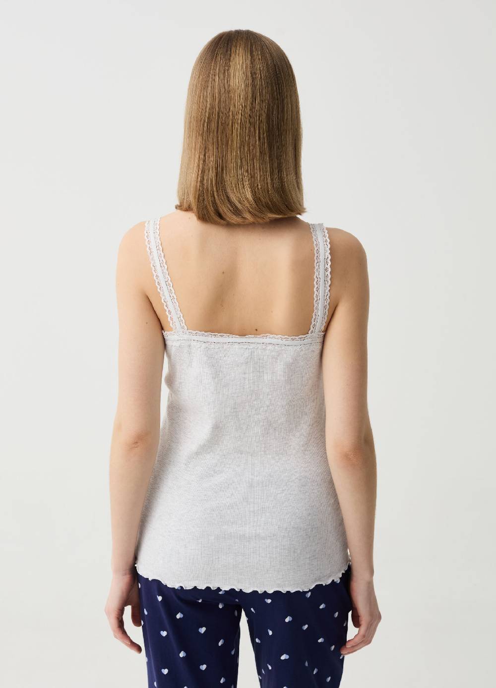 Ovs Canotta Con Scollo A V E Profili In Pizzo