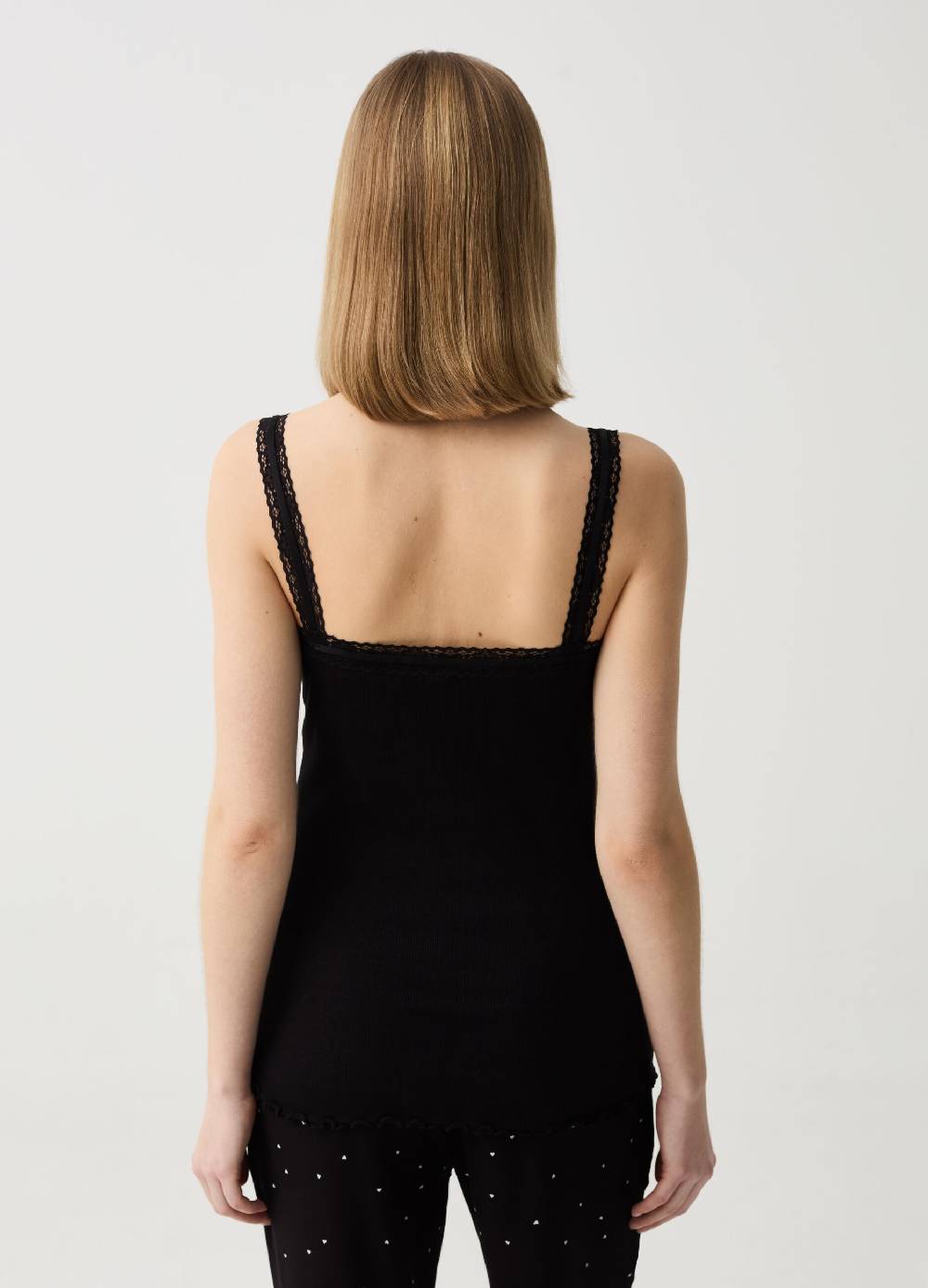 Ovs Canotta Con Scollo A V E Profili In Pizzo