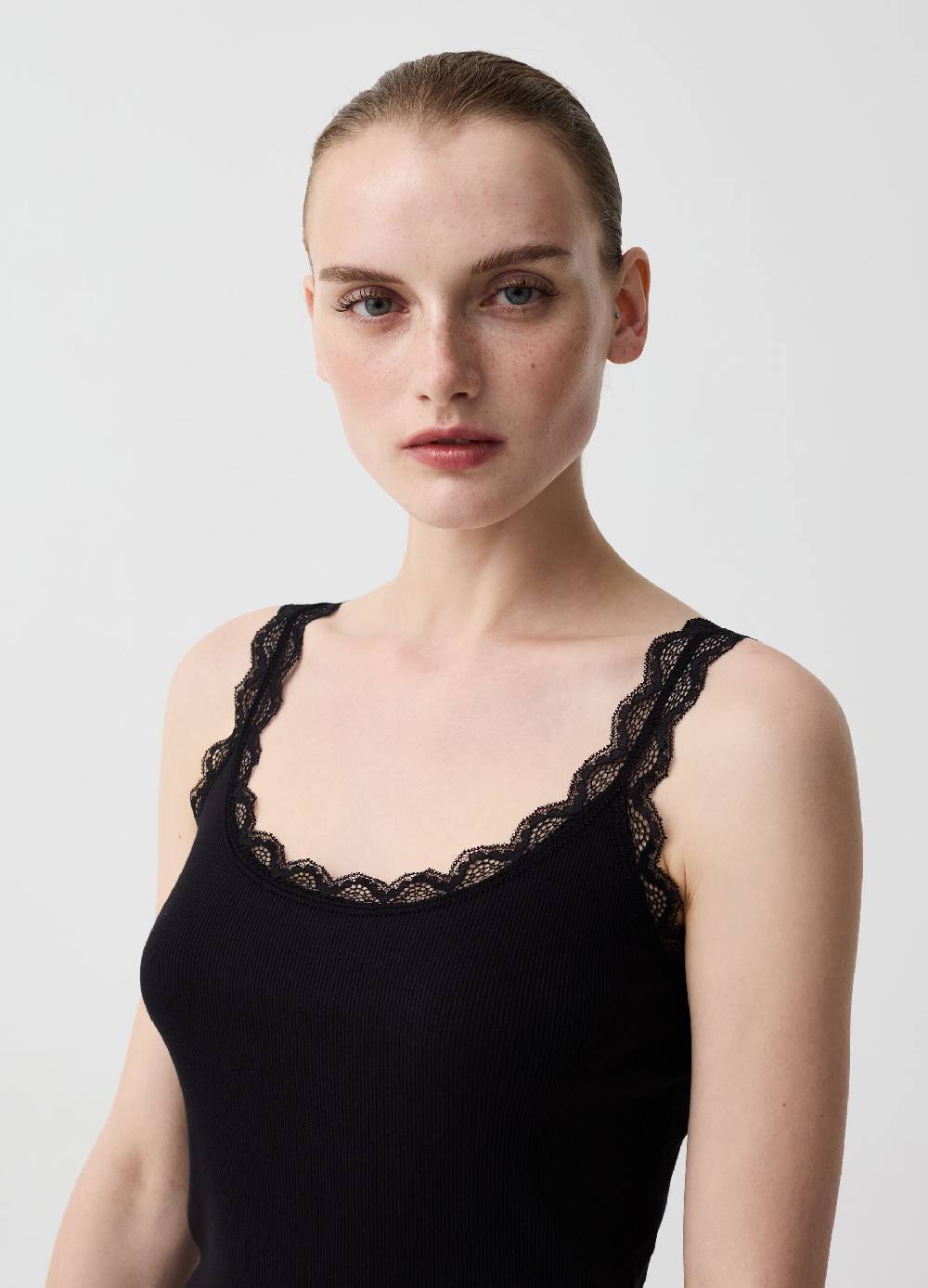 Ovs Canotta In Cotone Bio Con Pizzo