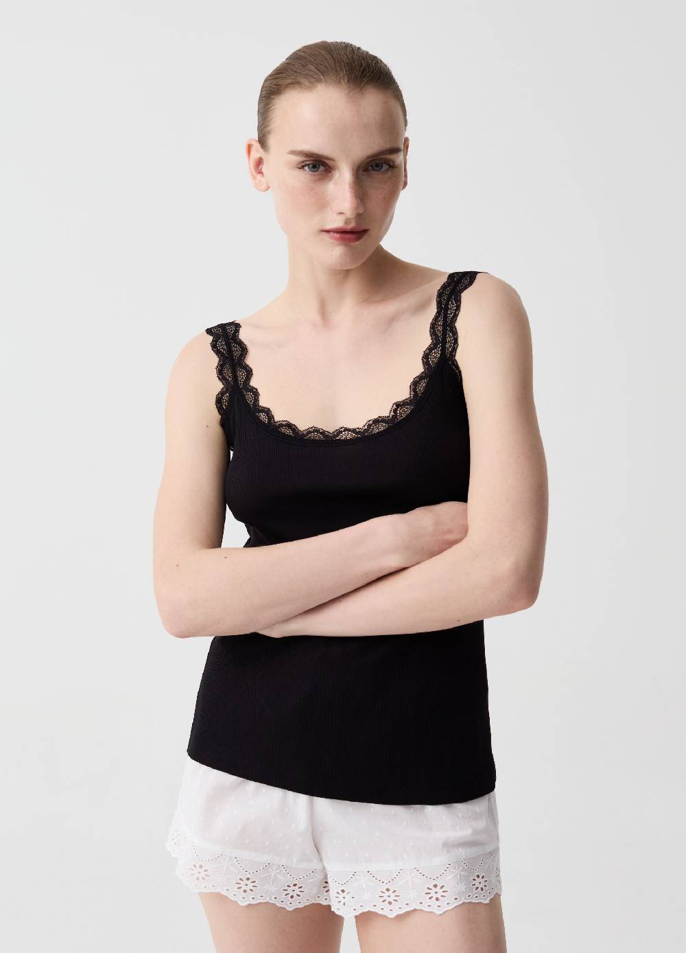 Ovs Canotta in cotone bio con pizzo