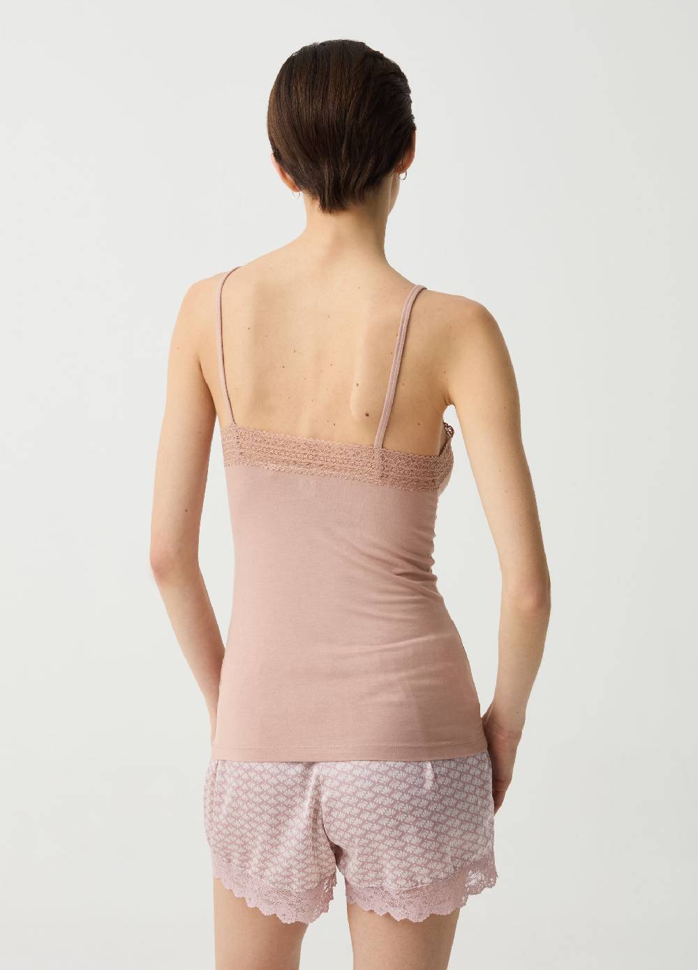 Ovs Canotta In Viscosa Scollo A V Con Pizzo