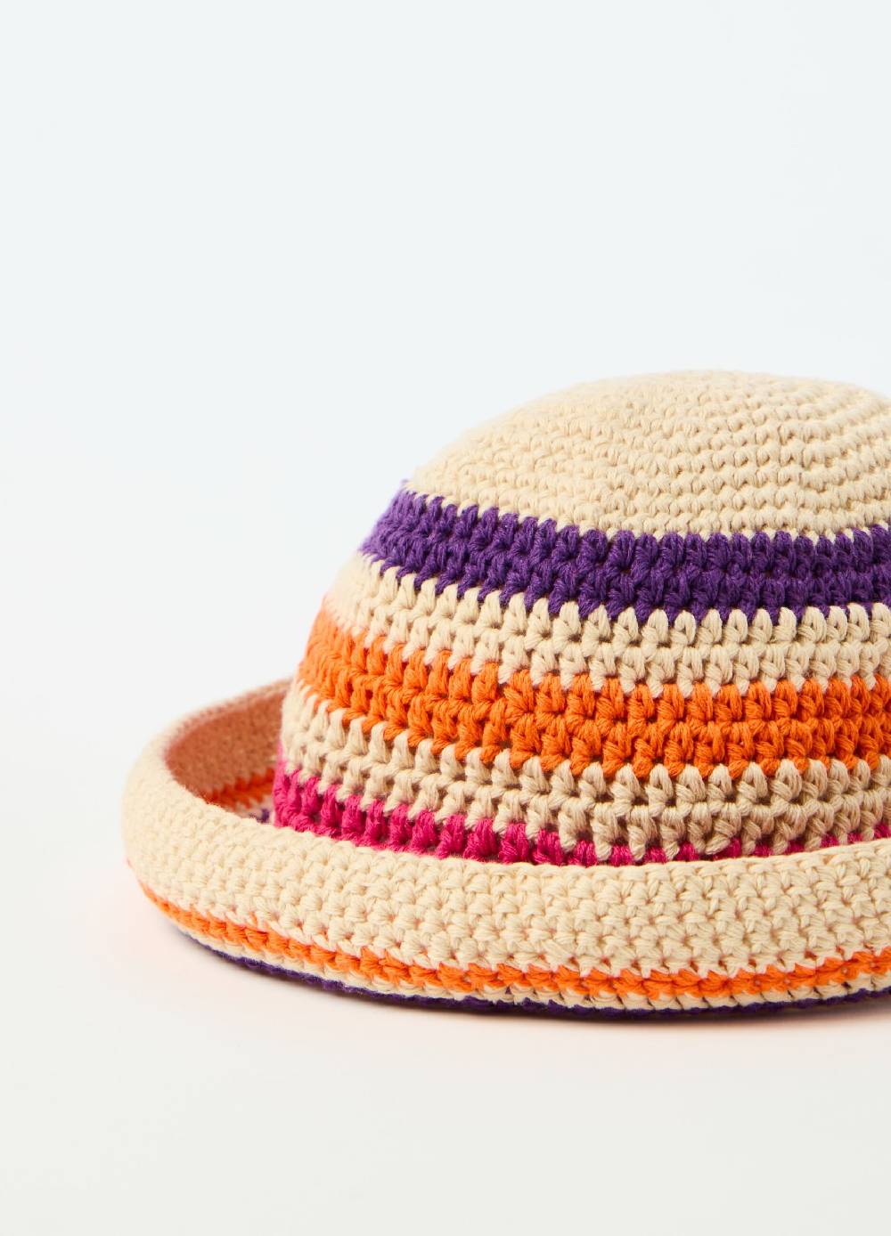 Ovs Cappello in cotone crochet a righe