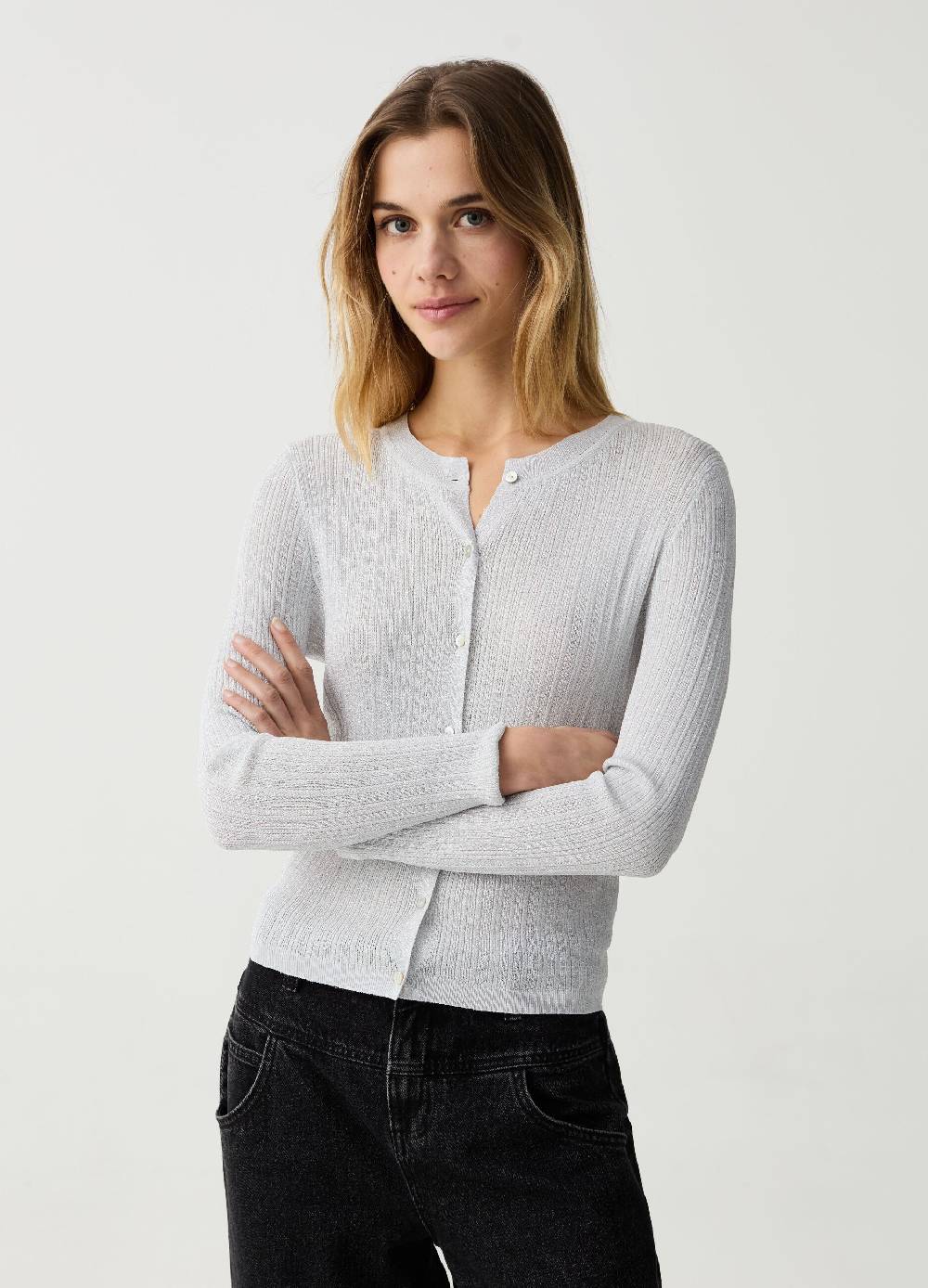 Ovs Cardigan a costine sottili con lurex