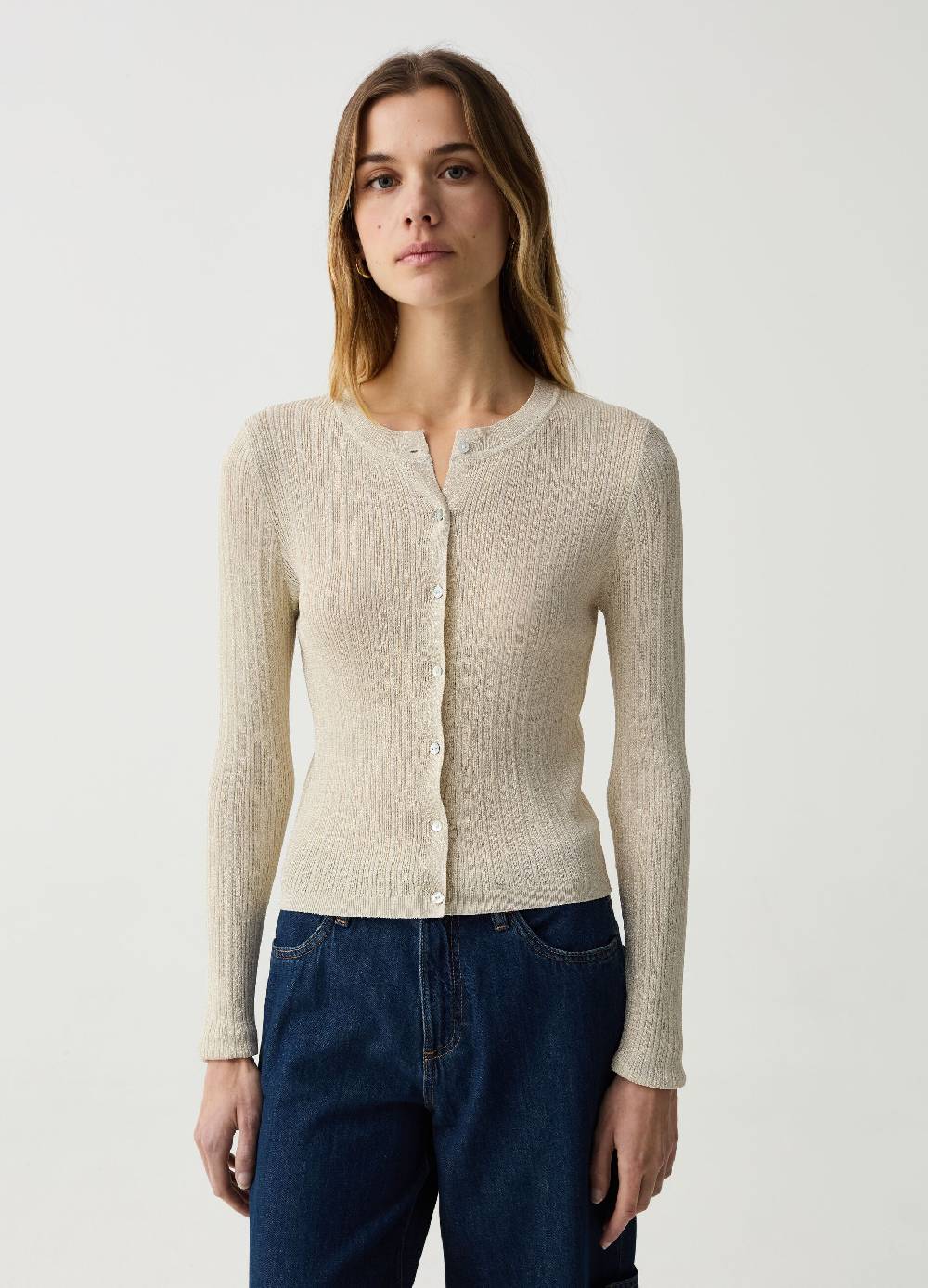 Ovs Cardigan a costine sottili con lurex