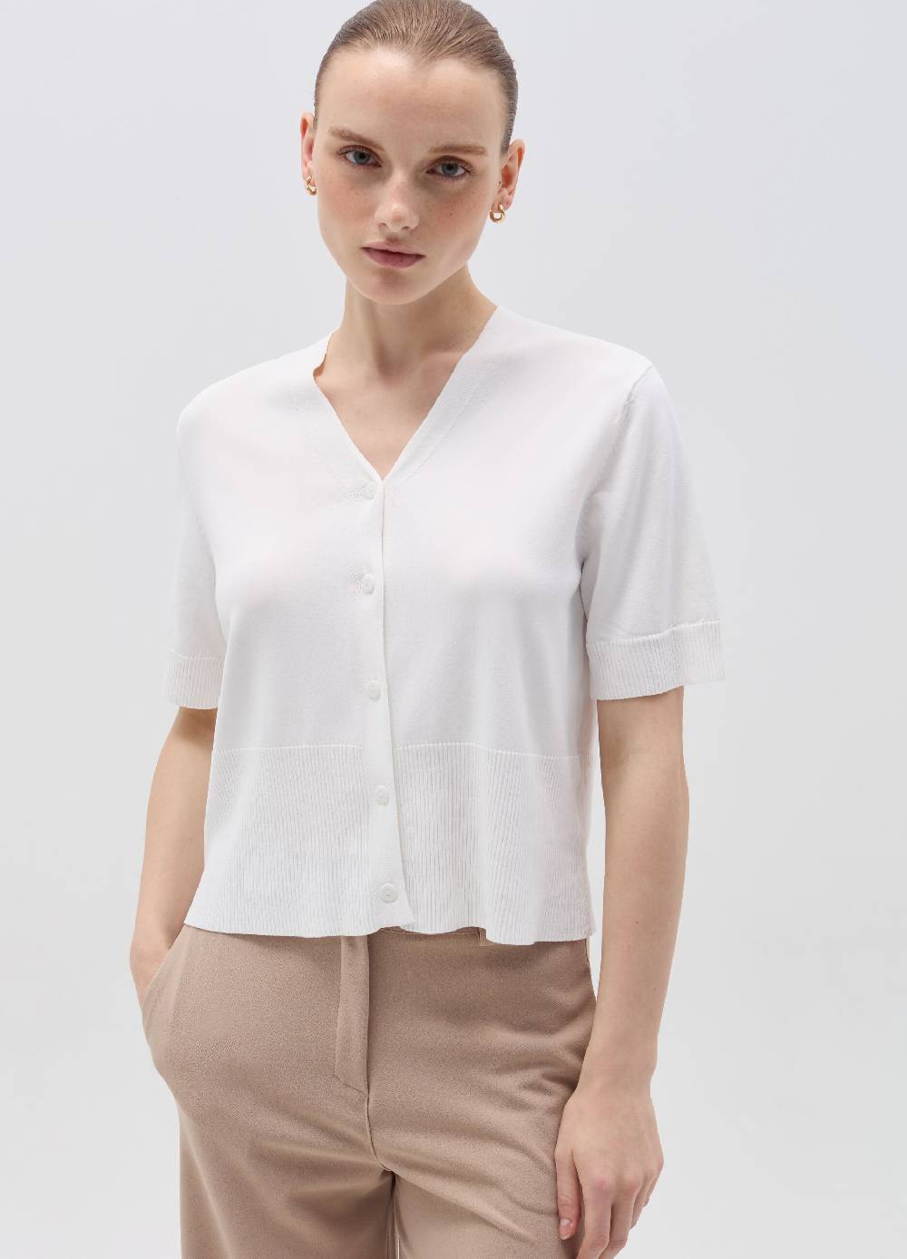 Ovs Cardigan A Maniche Corte Scollo A V