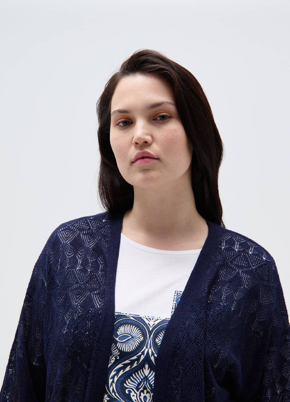 Ovs Cardigan Aperto Crochet Curvy