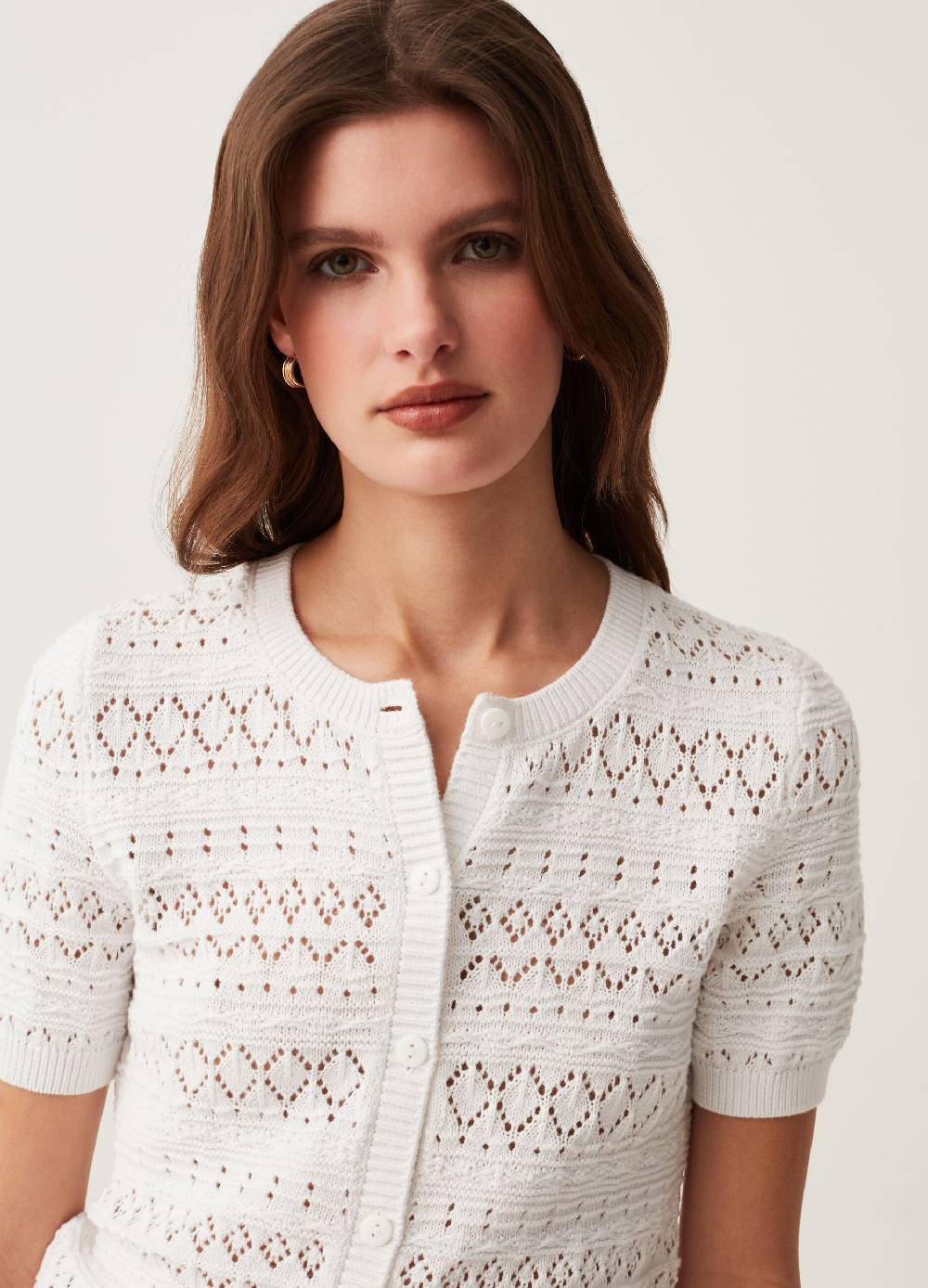 Ovs Cardigan Crochet A Maniche Corte