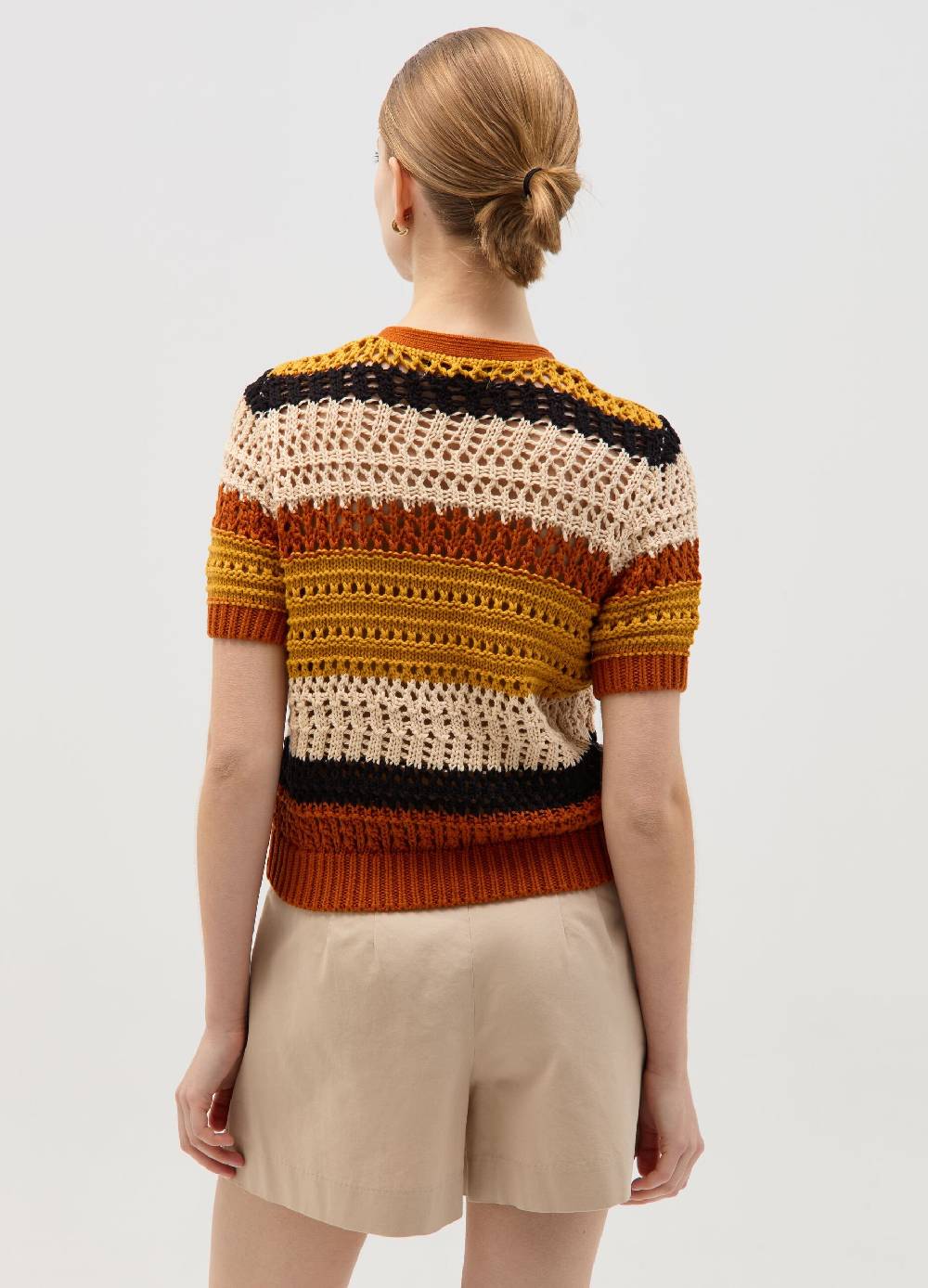 Ovs Cardigan Crochet A Righe Con Maniche Corte