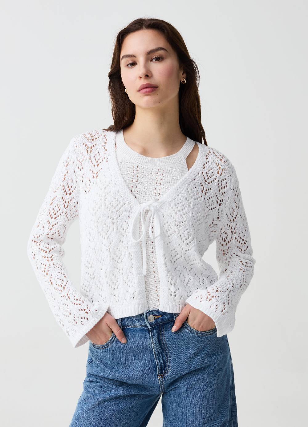 Ovs Cardigan crochet con laccetto