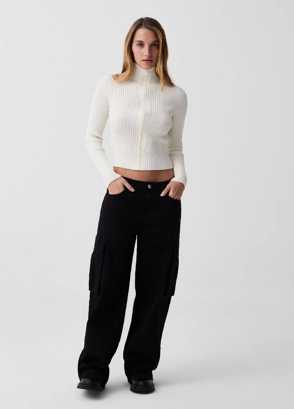 Ovs Cardigan Full-zip A Coste Piatte