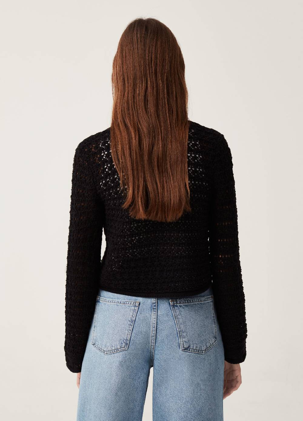 Ovs Cardigan In Cotone Crochet Con Laccetto