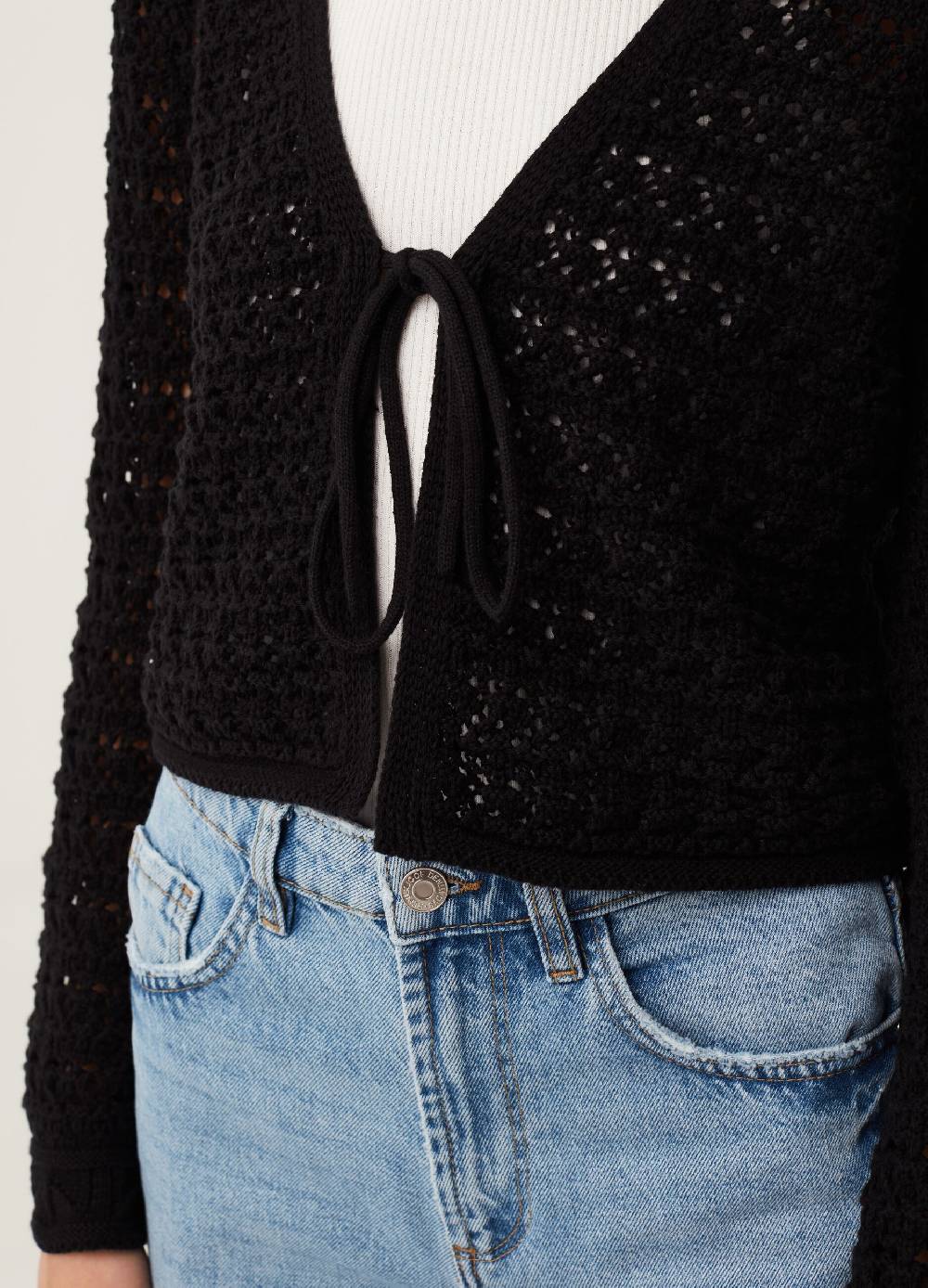 Ovs Cardigan In Cotone Crochet Con Laccetto