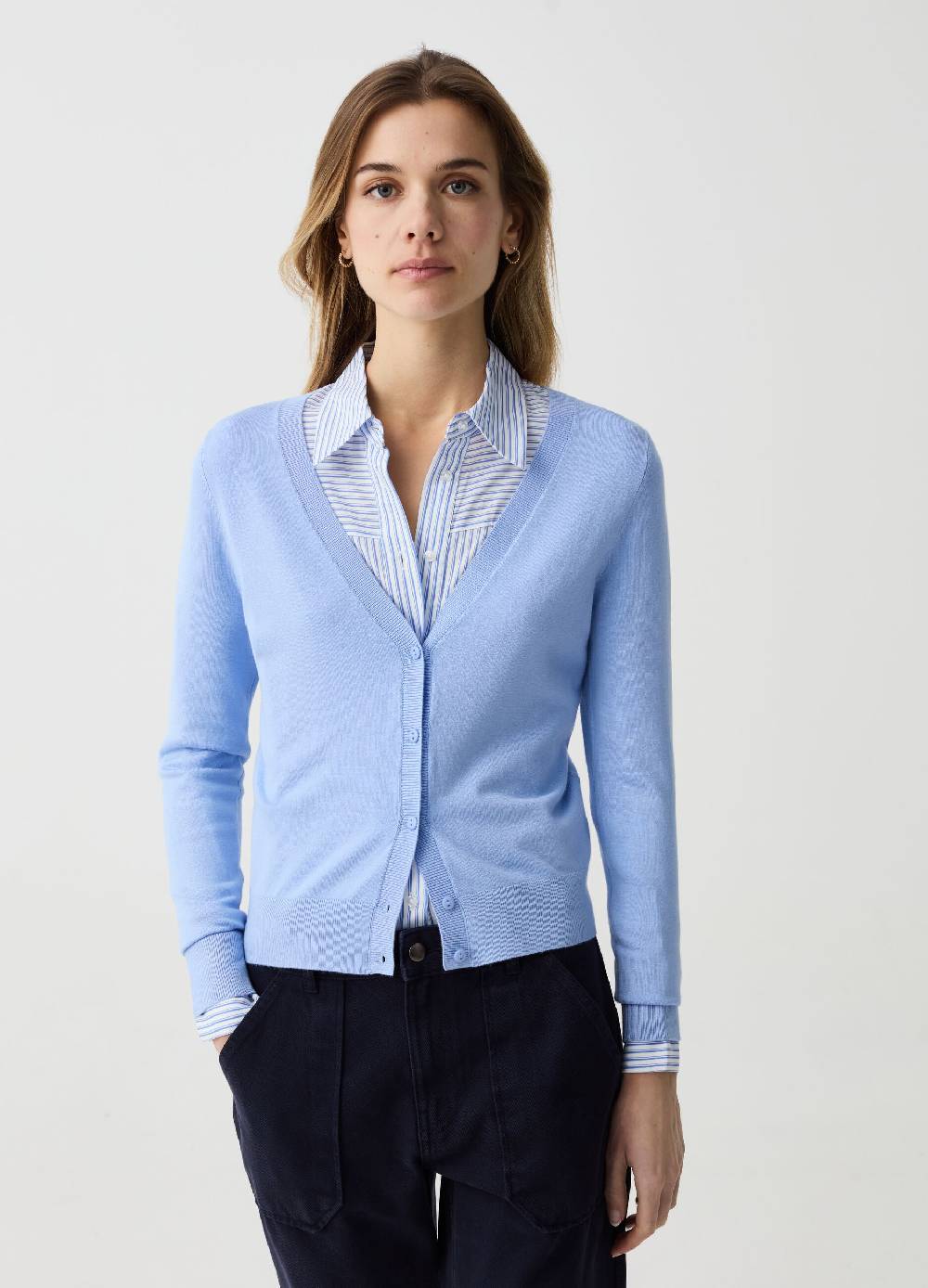 Ovs Cardigan in viscosa sostenibile con scollo a V