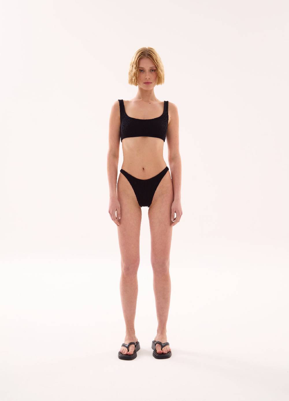 Ovs Crinkle Brazilian Bikini Black