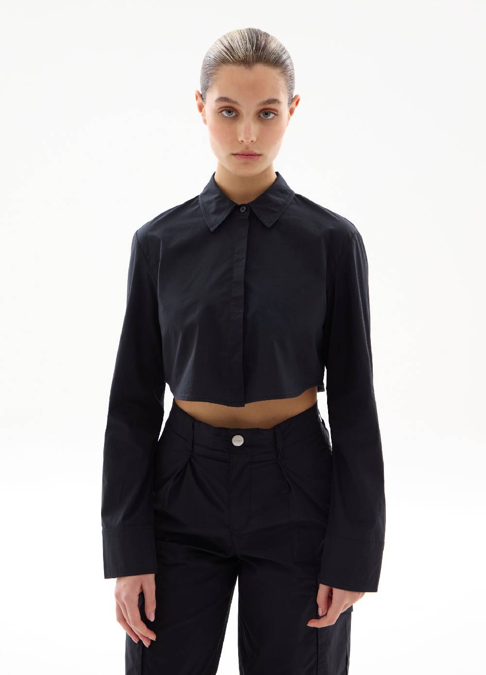 Ovs Crop Shirt Black