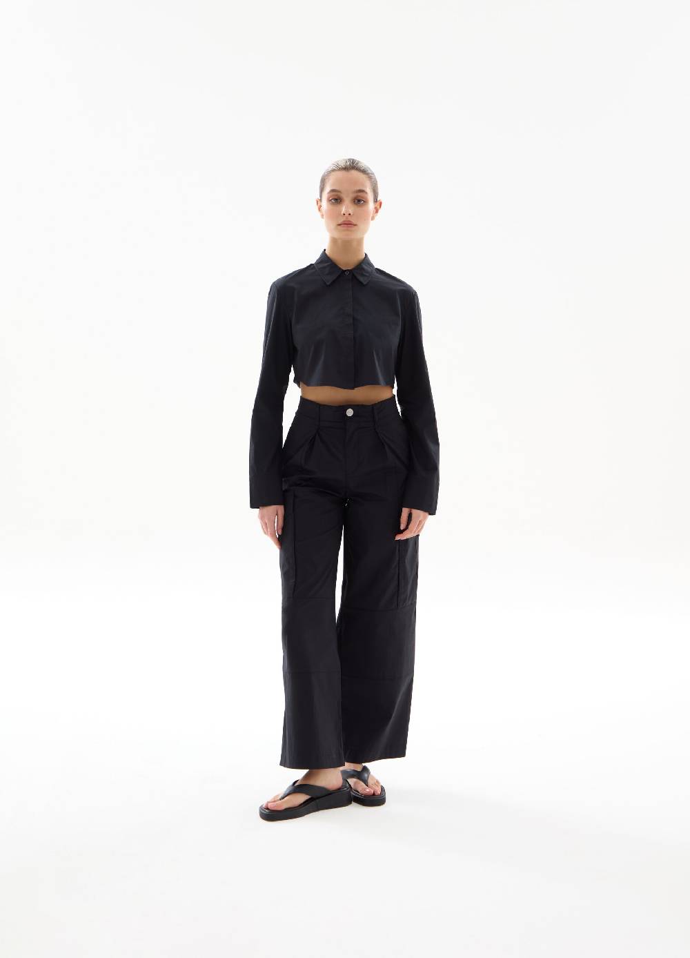 Ovs Crop Shirt Black