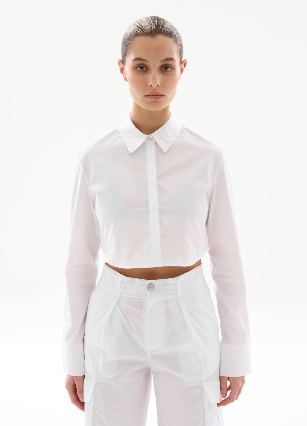Ovs Crop Shirt White