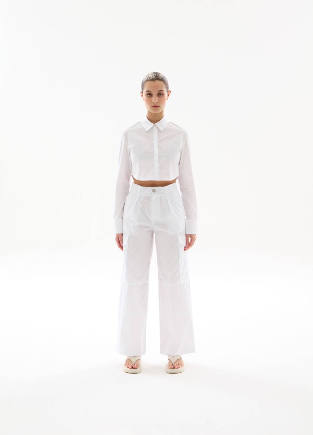 Ovs Crop Shirt White