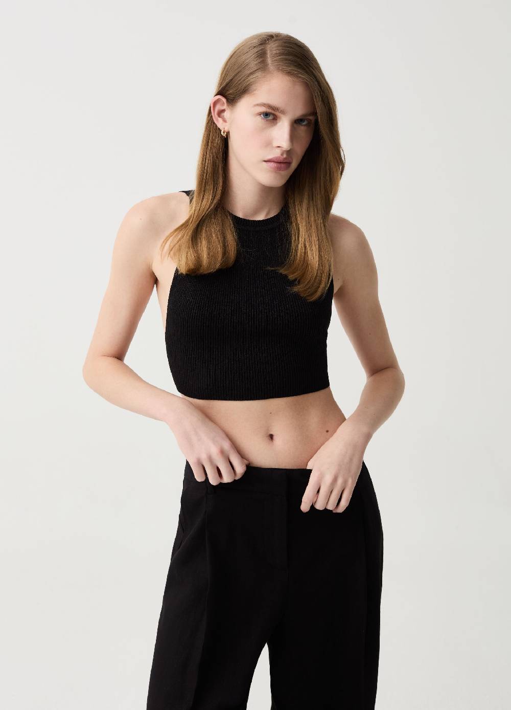Ovs Crop Top Con Lurex Con Schiena Scoperta