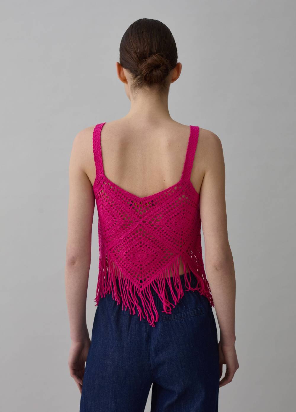 Ovs Crop Top Crochet Con Frange