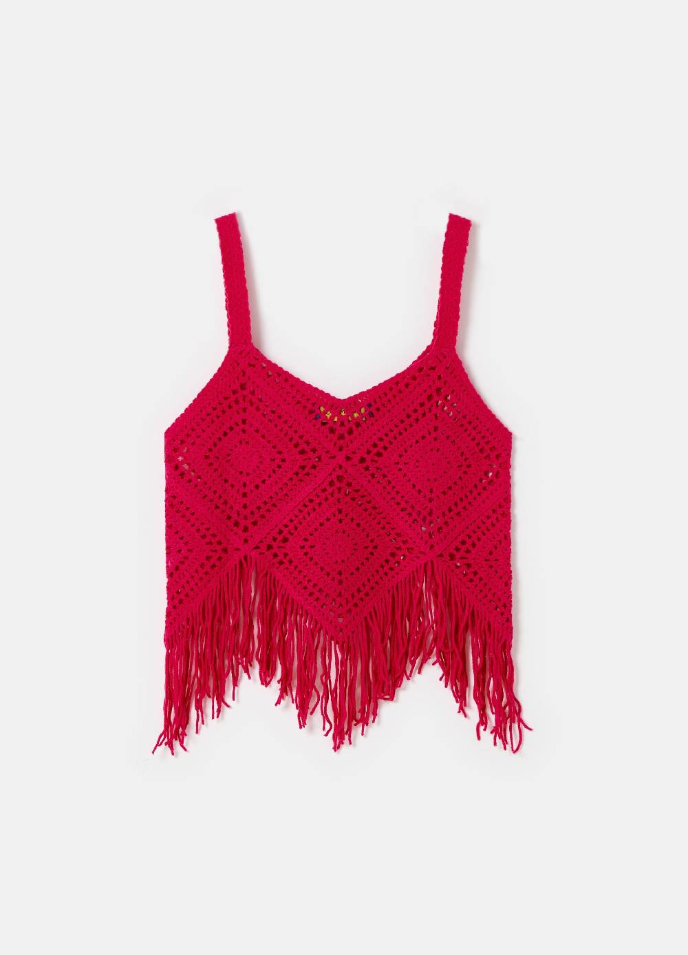 Ovs Crop Top Crochet Con Frange